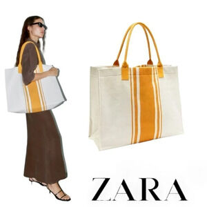 ZARA | Mustard | MAXI FABRIC TOTE